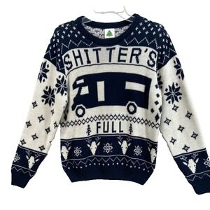 National‎ Lampoon Sweater Sz M "Shitter's Full" Camping Ugly Christmas Sweater